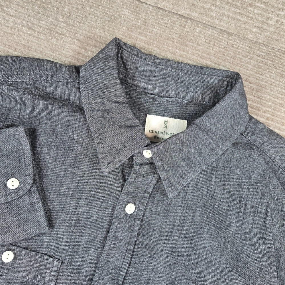 Mutual Weave Mens Medium Black Long Sleeve Dual Pocket Button Up Shirt